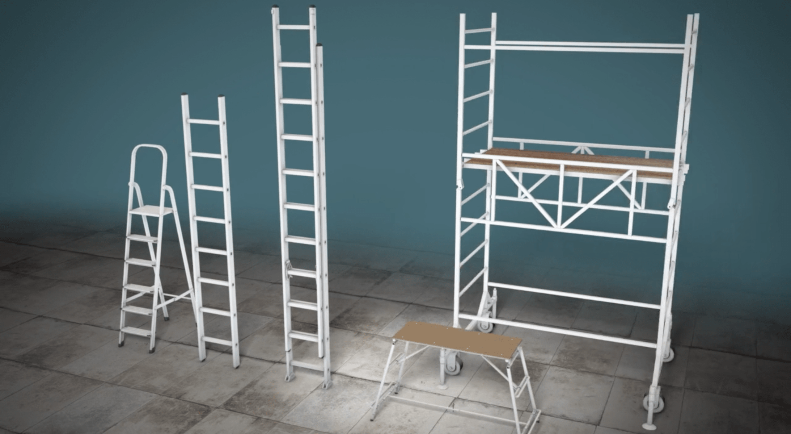 Three types of ladder used in construction
