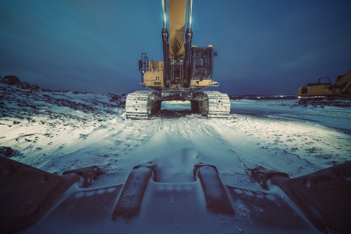Excavator in the snow
